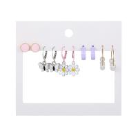 Cink Alloy Naušnice, s Plastična Pearl, zlatna boja pozlaćen, 5 komada & modni nakit & za žene & emajl, multi-boji, Prodano By Set