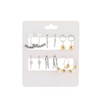 Zinklegierung Ohrringe, mit Kunststoff Perlen & Eisen, plattiert, 6 Stück & Modeschmuck & für Frau & mit Strass, zwei verschiedenfarbige, verkauft von setzen