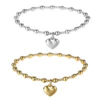 Stainless Steel Jewelry Bracelet, 304 Stainless Steel, Heart, Vacuum Ion Plating, fashion jewelry & elastic & for woman, more colors for choice, 4mm, Length:Approx 17 cm, Sold By PC