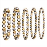 Stainless Steel Jewelry Bracelet, 304 Stainless Steel, Round, Vacuum Ion Plating, fashion jewelry & elastic & different size for choice & for woman, mixed colors, Sold By PC