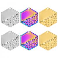 Stainless Steel Pendants, 304 Stainless Steel, Hexagon, Vacuum Ion Plating, DIY, more colors for choice, 23x26mm, Sold By PC