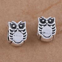Tibetan Style Spacer Beads, Owl, antique silver color plated, vintage & DIY, nickel, lead & cadmium free, 10x8x7.50mm, Approx 10PCs/Bag, Sold By Bag