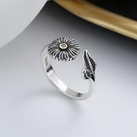 925 Sterling Silver Finger Rings, Daisy, Antique finish, fashion jewelry & for woman, nickel, lead & cadmium free, 10mm, Sold By PC