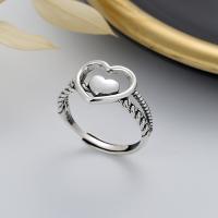 925 Sterling Silver Finger Rings, Heart, Antique finish, fashion jewelry & for woman, nickel, lead & cadmium free, 12mm, Sold By PC