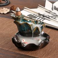 Backflow Incense Burner, Porcelain, handmade, for home and office & durable, 95x95x73mm, Sold By PC