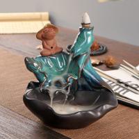 Backflow Incense Burner, Porcelain, handmade, for home and office & durable, 140x110x140mm, Sold By PC