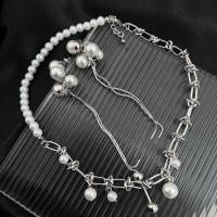 Conjuntos de joyería de aleación de zinc, con Perlas plásticas, chapado, diferentes estilos para la opción & para mujer, libre de níquel, plomo & cadmio, Vendido por UD