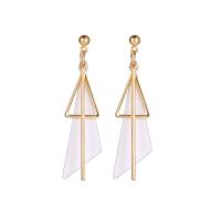 Tibetan Style Stud Earring, Triangle, plated, fashion jewelry & for woman, more colors for choice, nickel, lead & cadmium free, 48mm, Sold By Pair