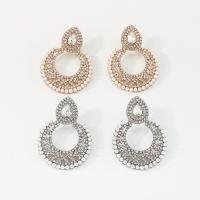 Zinklegierung Ohrringe, mit Kunststoff Perlen, plattiert, Modeschmuck & für Frau & mit Strass, keine, frei von Nickel, Blei & Kadmium, 52x40mm, verkauft von Paar