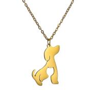 Edelstahl Schmuck Halskette, 304 Edelstahl, mit Verlängerungskettchen von 5cm, Hund, Modeschmuck & für Frau, goldfarben, 16x23mm, Länge:45 cm, verkauft von PC
