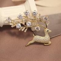 Fashion Brooch Jewelry Brass Deer plated fashion jewelry & micro pave cubic zirconia & for woman nickel lead & cadmium free Sold By PC