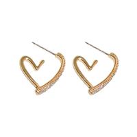 Cubic Zirconia Micro Pave Brass Earring Copper Alloy Heart real gold plated fashion jewelry & micro pave cubic zirconia & for woman nickel lead & cadmium free 20mm Sold By Pair