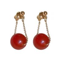 Brass Drop Earring Copper Alloy with Red Agate real gold plated fashion jewelry & for woman red nickel lead & cadmium free Sold By Pair
