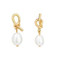 Cubic Zirconia Micro Pave Brass Earring Copper Alloy with Plastic Pearl real gold plated fashion jewelry & micro pave cubic zirconia & for woman white nickel lead & cadmium free Sold By Pair