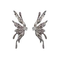 Brass Stud Earring, Copper Alloy, Butterfly, platinum plated, fashion jewelry & for woman, nickel, lead & cadmium free, 15x40mm, Sold By Pair