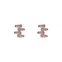 Cubic Zirconia Micro Pave Brass Earring Copper Alloy real gold plated fashion jewelry & micro pave cubic zirconia & for woman purple nickel lead & cadmium free Sold By Pair