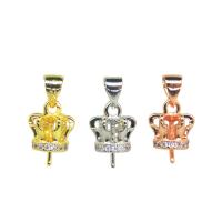 Brass Pendant Findings, Crown, plated, DIY & with rhinestone, more colors for choice, nickel, lead & cadmium free, 14x9mm, 10PCs/Bag, Sold By Bag