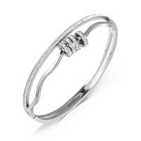 Stainless Steel Bangle 316L Stainless Steel plated fashion jewelry & micro pave cubic zirconia 11mm Inner Approx 58mm Sold By PC