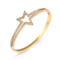 Stainless Steel Bangle, 316L Stainless Steel, Star, plated, fashion jewelry & micro pave cubic zirconia, more colors for choice, 21mm, Inner Diameter:Approx 58mm, Sold By PC
