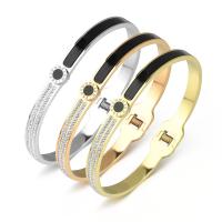 Stainless Steel Bangle 316L Stainless Steel plated fashion jewelry & micro pave cubic zirconia & enamel 7mm Inner Approx 58mm Sold By PC
