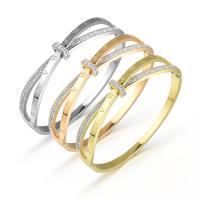 Stainless Steel Bangle, 304 Stainless Steel, plated, fashion jewelry & micro pave cubic zirconia, more colors for choice, 10mm, Inner Diameter:Approx 58mm, Sold By PC