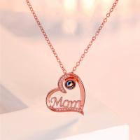 Brass Necklace, with 6CM extender chain, Heart, plated, fashion jewelry & for woman & with rhinestone, more colors for choice, nickel, lead & cadmium free, Length:Approx 48 cm, Sold By PC