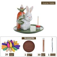 Backflow Incense Burner Porcelain Rabbit handmade for home and office & durable & multifunctional Sold By PC