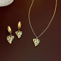 Jewelry Sets, Titanium Steel, fashion jewelry & for woman & enamel, golden, 30x12mm, Length:Approx 40 cm, Sold By PC
