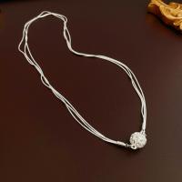 Zinc Alloy Jewelry Necklace three layers & fashion jewelry & for woman & with rhinestone silver color nickel lead & cadmium free Length Approx 45 cm Sold By PC