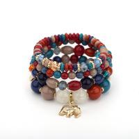Acrylic Bracelets with Glass Beads & Zinc Alloy handmade 4 pieces & fashion jewelry & for woman Length 18 cm Sold By Set