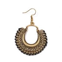 Tibetan Style Drop Earrings, with Cotton Thread, gold color plated, fashion jewelry & for woman, more colors for choice, 50x35mm, Sold By Pair