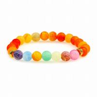 Agate Jewelry Bracelet, Effloresce Agate, with Elastic Thread & Tibetan Style, handmade, Natural & fashion jewelry & for woman, more colors for choice, 8mm, Sold Per 20 cm Strand