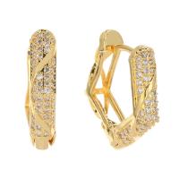 Cubic Zirconia Micro Pave Brass Earring Polygon gold color plated fashion jewelry & micro pave cubic zirconia & for woman nickel lead & cadmium free Sold By Pair