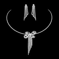 Conjuntos de joyería Rhinestone, diamantes de imitación, con cadena de la garra de latón, chapado en color de plata, 2 piezas & para mujer, claro, longitud:aproximado 46 cm, Vendido por Set