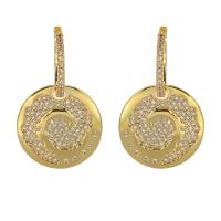 Cubic Zirconia Micro Pave Brass Earring Flat Round plated fashion jewelry & micro pave cubic zirconia & for woman nickel lead & cadmium free Sold By Pair