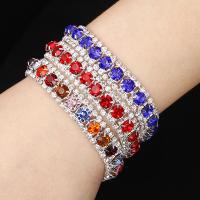 Rhinestone Bracelet, with brass claw chain, silver color plated, fashion jewelry & for woman & faceted, more colors for choice, Length:Approx 19 cm, Sold By PC