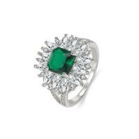 Kubisk Circonia Micro bane messing Ring, med Cubic Zirconia, platineret, mode smykker & forskellig størrelse for valg & Micro Pave cubic zirconia & for kvinde, grøn, nikkel, bly & cadmium fri, 6mm, Solgt af PC