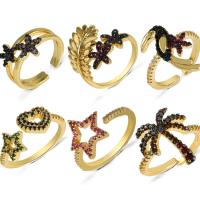 Cubi Circonia Micro Pave anello in ottone, placcato color oro, Regolabile & gioielli di moda & unisex & stili diversi per la scelta & Micro spianare cubic zirconia, nessuno, assenza di nichel,piombo&cadmio, Venduto da PC