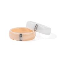 Finger Ring Smycken, Porslin, med 304 rostfritt stål, polerad, olika storlek för val & för kvinna & med strass, fler färger för val, 6.10mm, Säljs av PC