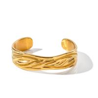 Bracelete de aço inoxidável, Aço inoxidável 304, 18K banhado a ouro, joias de moda & para mulher, dourado, Diametro interno:Aprox 59.4mm, vendido por PC