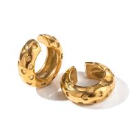 Aço inoxidável 304 Clipe de Brinco, 18K banhado a ouro, joias de moda & para mulher, dourado, 29.50x10.50mm, vendido por par