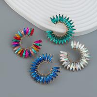 Tibetan Style Stud Earring, fashion jewelry & for woman & with rhinestone, more colors for choice, nickel, lead & cadmium free, 41x41mm, Sold By Pair