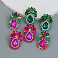 Tibetan Style Stud Earring, fashion jewelry & for woman & with rhinestone, more colors for choice, nickel, lead & cadmium free, 43x30mm, Sold By Pair