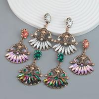 Tibetan Style Drop Earrings, fashion jewelry & for woman & with rhinestone, more colors for choice, nickel, lead & cadmium free, 62x40mm, Sold By Pair