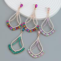 Tibetan Style Drop Earrings, fashion jewelry & for woman & with rhinestone, more colors for choice, nickel, lead & cadmium free, 79x46mm, Sold By Pair