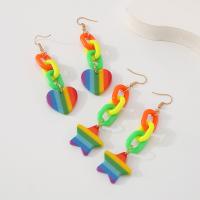 Zinc Alloy Drop Earrings with Acrylic fashion jewelry & for woman multi-colored nickel lead & cadmium free Sold By Pair