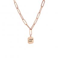 Edelstahl Schmuck Halskette, 304 Edelstahl, mit Verlängerungskettchen von 5cm, Achteck, Modeschmuck & für Frau, keine, 9.60x13mm, Länge:45 cm, verkauft von PC