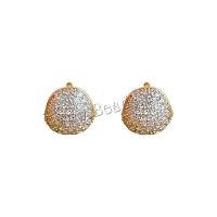 Cubic Zirconia Micro Pave Brass Earring, Copper Alloy, real gold plated, fashion jewelry & micro pave cubic zirconia & for woman, nickel, lead & cadmium free, 13x16mm, Sold By Pair