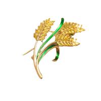 Fashion Brooch Jewelry, Brass, Wheat, gold color plated, fashion jewelry & micro pave cubic zirconia & for woman, mixed colors, nickel, lead & cadmium free, 60x35mm, Sold By PC