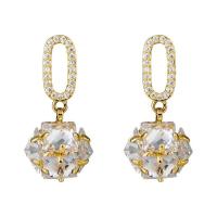 Cubic Zirconia Micro Pave Brass Earring, Copper Alloy, real gold plated, fashion jewelry & micro pave cubic zirconia & for woman, nickel, lead & cadmium free, 20x8mm, Sold By Pair